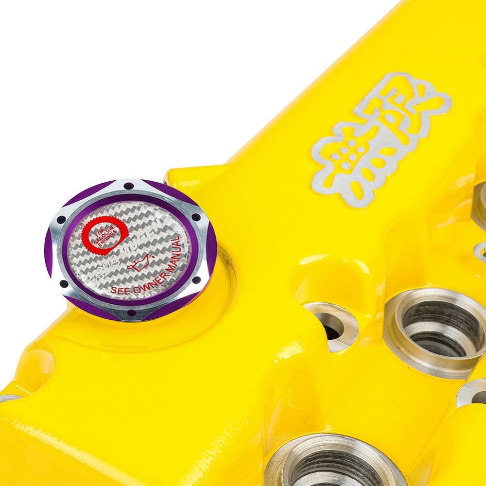 Brand New Jdm Purple Engine Oil Cap With Real Carbon Fiber Mugen Sticker Emblem For Honda / Acura