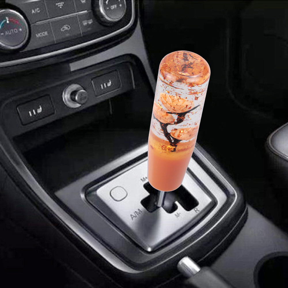 Brand New Universal 150mm Sakura Orange Glitter Rose Flowers Manual Car Gear Stick Shift Knob M8 M10 M12