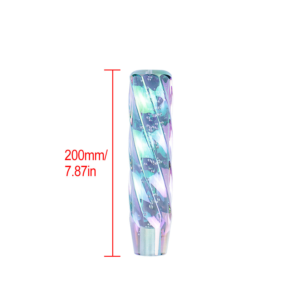 Brand New Universal 20CM VIP 200mm Transparent Manual Neo Chrome Twist Crystal Bubble Racing Gear Shift Knob