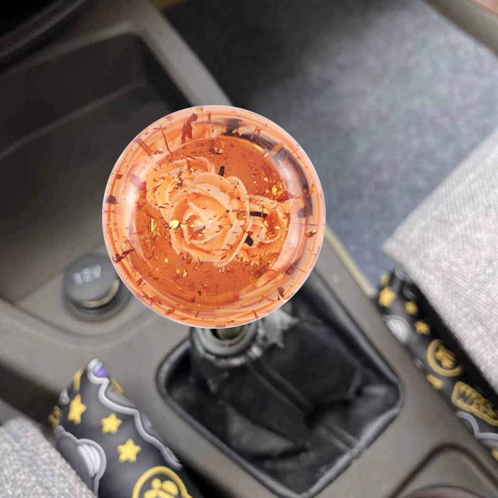 Brand New Glitter Orange Rose Flower Stick Shift Knob Automatic Gear Shifter