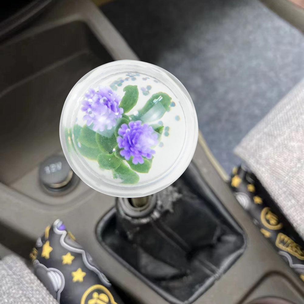 Brand New Acrylic Clear Crystal Purple Flower Long Shift Knob Manual Gear Transmission Shifter M8 M10 M12