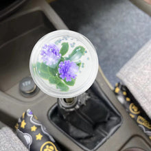 Load image into Gallery viewer, Brand New Acrylic Clear Crystal Purple Flower Long Shift Knob Manual Gear Transmission Shifter M8 M10 M12