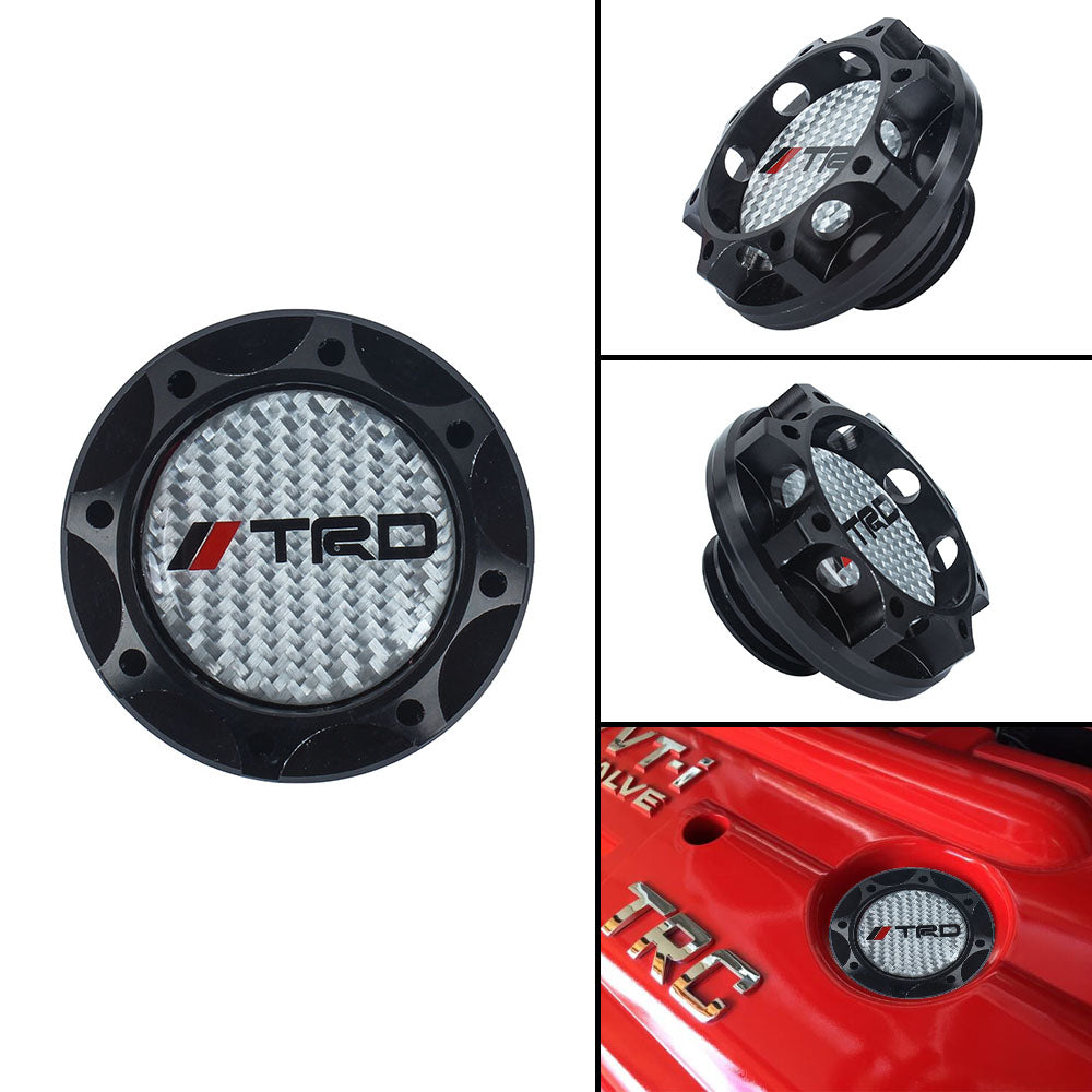 Brand New Toyota TRD Real Carbon Fiber Sticker ALUMNIUM Black Billet Engine Oil FILLER Cap