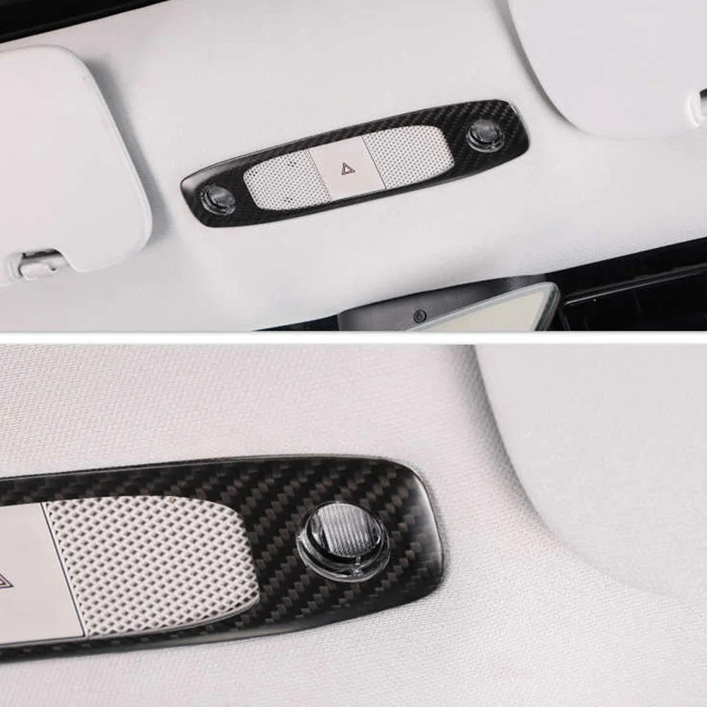 BRAND NEW 2020-2024 TESLA MODEL Y REAL CARBON FIBER MOLDED READING LIGHT COVER TRIM INTERIOR DECORATION COVER