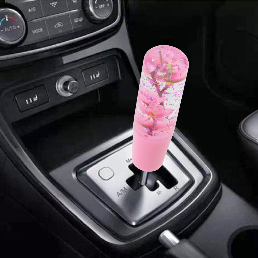 Brand New Universal 150mm Sakura Pink Glitter Rose Flowers Manual Car Gear Stick Shift Knob M8 M10 M12