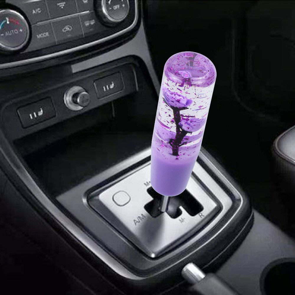 Brand New Universal 150mm Sakura Purple Glitter Rose Flowers Manual Car Gear Stick Shift Knob M8 M10 M12