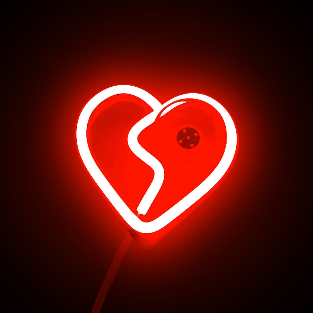 BRAND NEW UNIVERSAL BROKEN LOVE HEART RED LED Neon Flash Light Car Window Glow Electric Remote Control Lamp