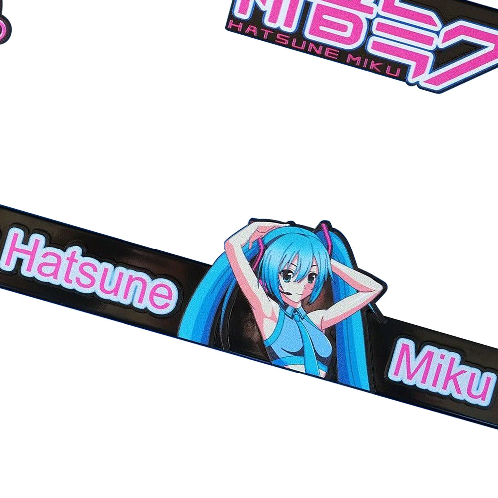 Brand New Universal 2PCS Anime Hatsune Miku ABS Plastic Black License Plate Frame