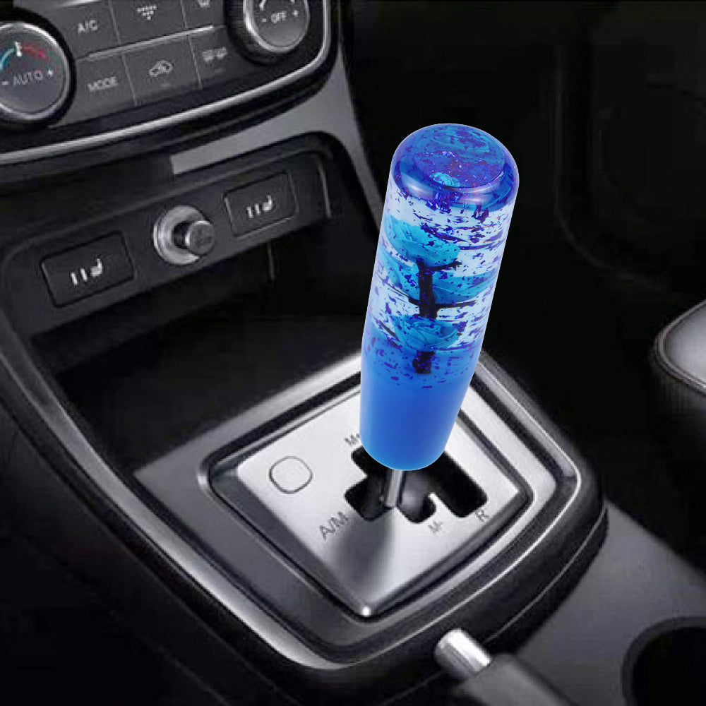 Brand New Universal 150mm Sakura Blue Glitter Rose Flowers Manual Car Gear Stick Shift Knob M8 M10 M12