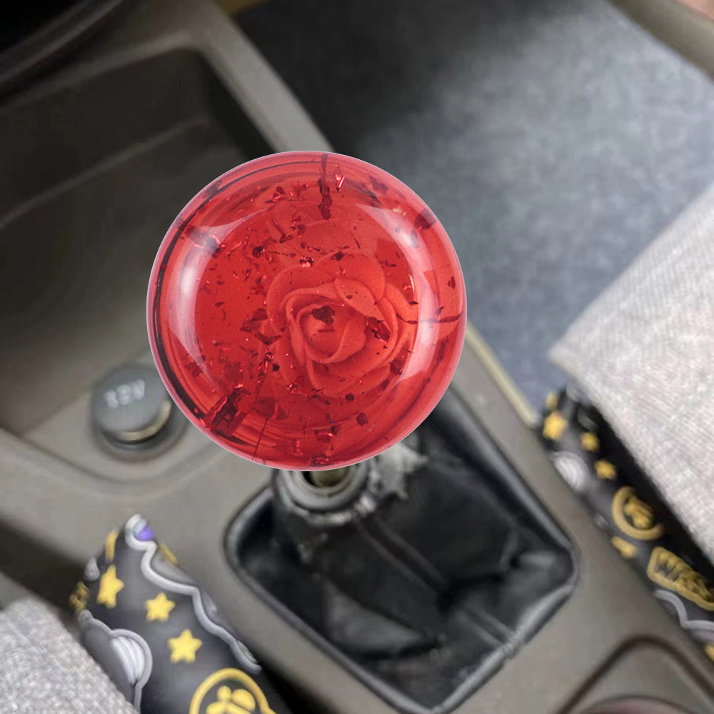 Brand New Glitter Red Rose Flower Stick Shift Knob Automatic Gear Shifter