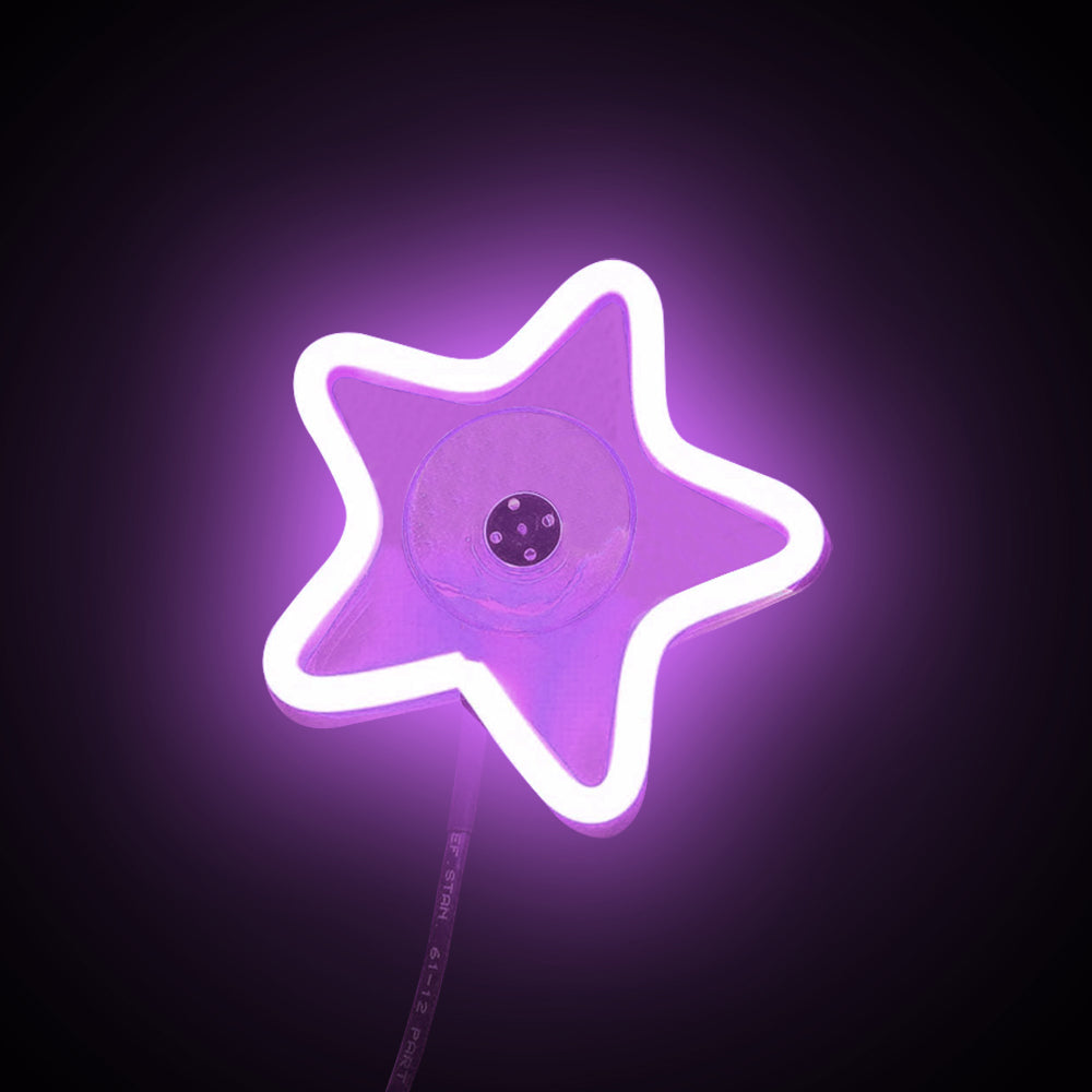 BRAND NEW UNIVERSAL STAR SHAPED PURPLE LED Neon Flash Light Car Window Glow Electric Remote Control Lamp