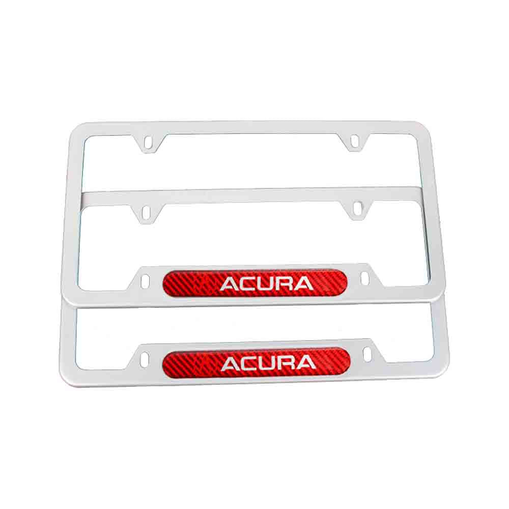 Brand New Universal 2PCS ACURA Silver Metal License Plate Frame