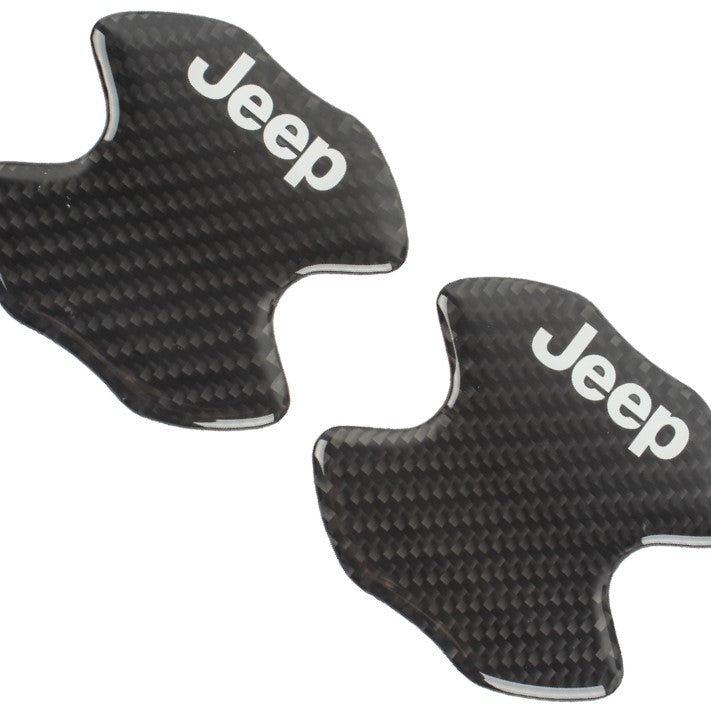 BRAND NEW UNIVERSAL 2PCS JEEP REAL CARBON FIBER ANTI-SCRATCH DOOR HANDLE PROTECTOR