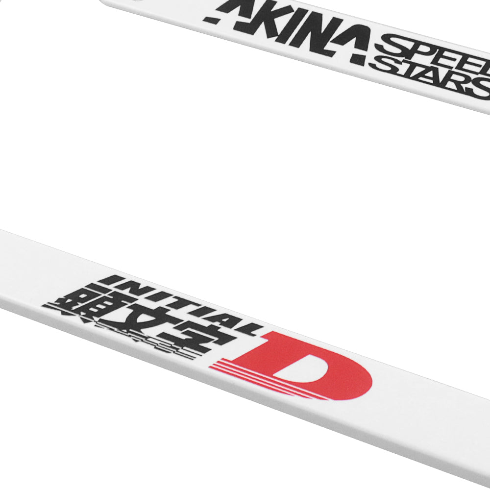 Brand New Universal 1PCS JDM INITIAL D AKINA SPEEDSTAR ABS Plastic White License Plate Frame