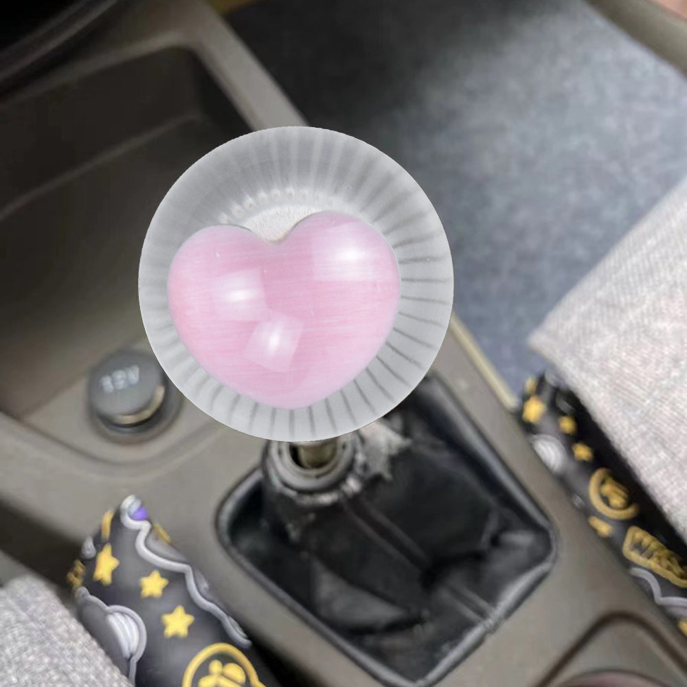 Brand New Universal Round Ball Heart Pink Crystal Clear Manual Gear Shift Knob Shifter M8 M10 M12