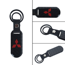 Load image into Gallery viewer, Brand New Universal 100% Real Carbon Fiber Keychain Key Ring For Mitsubishi