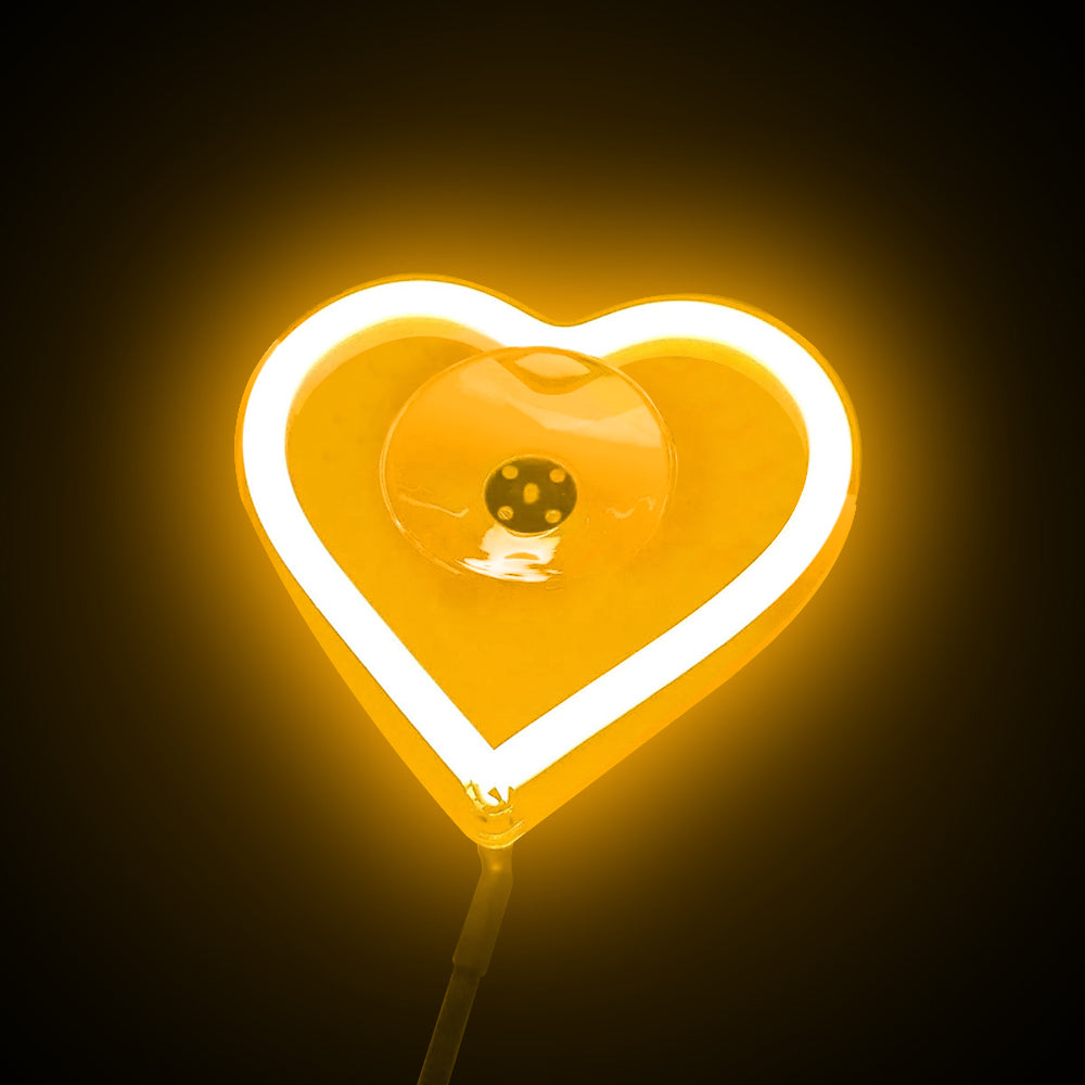 BRAND NEW UNIVERSAL LOVE HEART YELLOW LED Neon Flash Light Car Window Glow Electric Remote Control Lamp