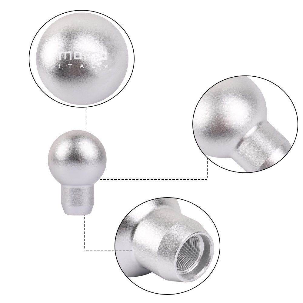 BRAND NEW UNIVERSAL MOMO Racing Universal Silver Aluminum Round Shift Knob Lever Knob M8 M10 M12