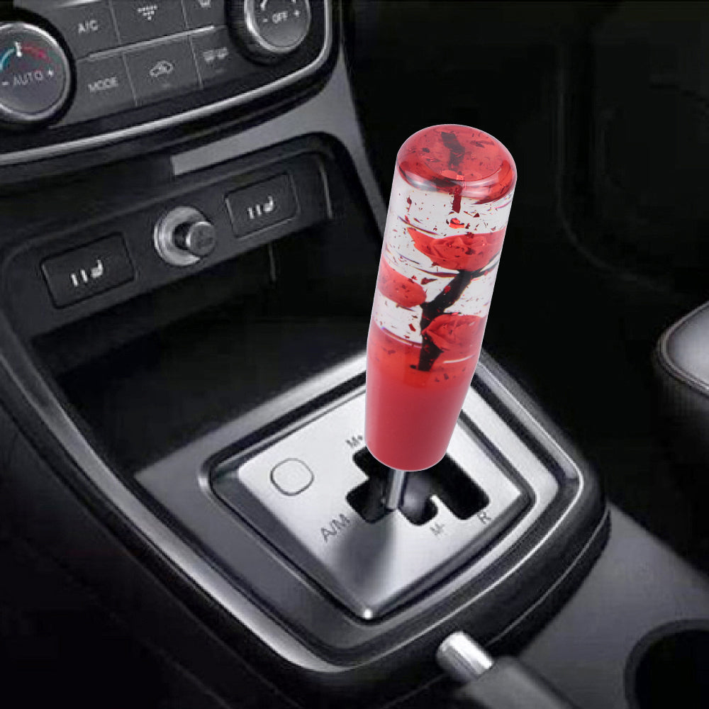 Brand New Universal 150mm Sakura Red Glitter Rose Flowers Manual Car Gear Stick Shift Knob M8 M10 M12