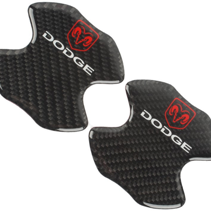 BRAND NEW UNIVERSAL 2PCS DODGE REAL CARBON FIBER ANTI-SCRATCH DOOR HANDLE PROTECTOR