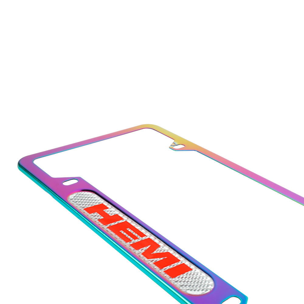 Brand New Universal 1PCS HEMI Neo Chrome Metal License Plate Frame