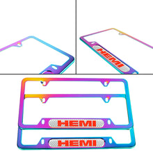 Load image into Gallery viewer, Brand New Universal 2PCS HEMI Neo Chrome Metal License Plate Frame