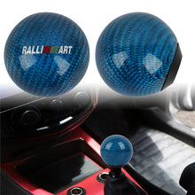 Load image into Gallery viewer, Brand New Universal Ralliart Car Gear Shift Knob Round Ball Shape Blue Real Carbon Fiber M8 M10 M12