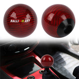 Brand New Universal Ralliart Car Gear Shift Knob Round Ball Shape Red Real Carbon Fiber M8 M10 M12