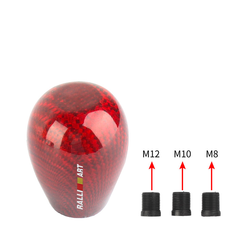 Brand New Universal Ralliart Red Real Carbon Fiber Manual Gear Stick Shift Knob Shifter M8 M10 M12