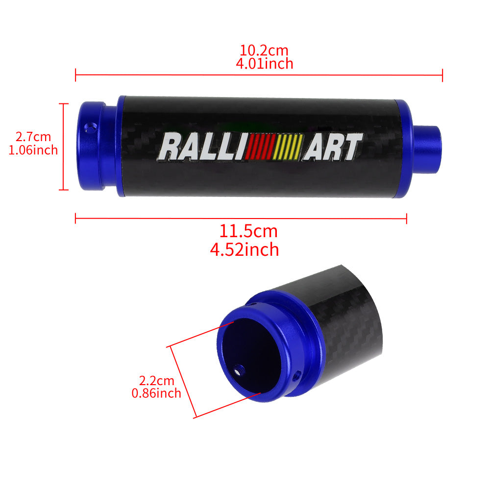 BRAND NEW UNIVERSAL 1PCS RALLIART Real Carbon Fiber Car Aluminum Blue Handle Hand Brake Sleeve Protector Fitment Cover