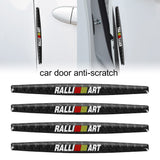 Brand New 4PCS Ralliart Real Carbon Fiber Anti Scratch Badge Car Door Handle Cover Trim