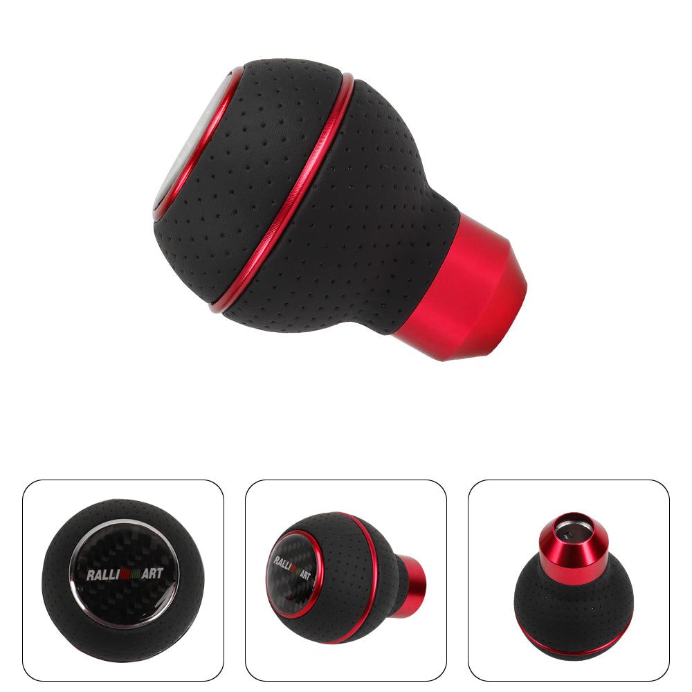 Brand New Universal Leather Ralliart Red & Black Ball Manual Car Gear Shift Knob MT Manual Shifter M8 M10 M12