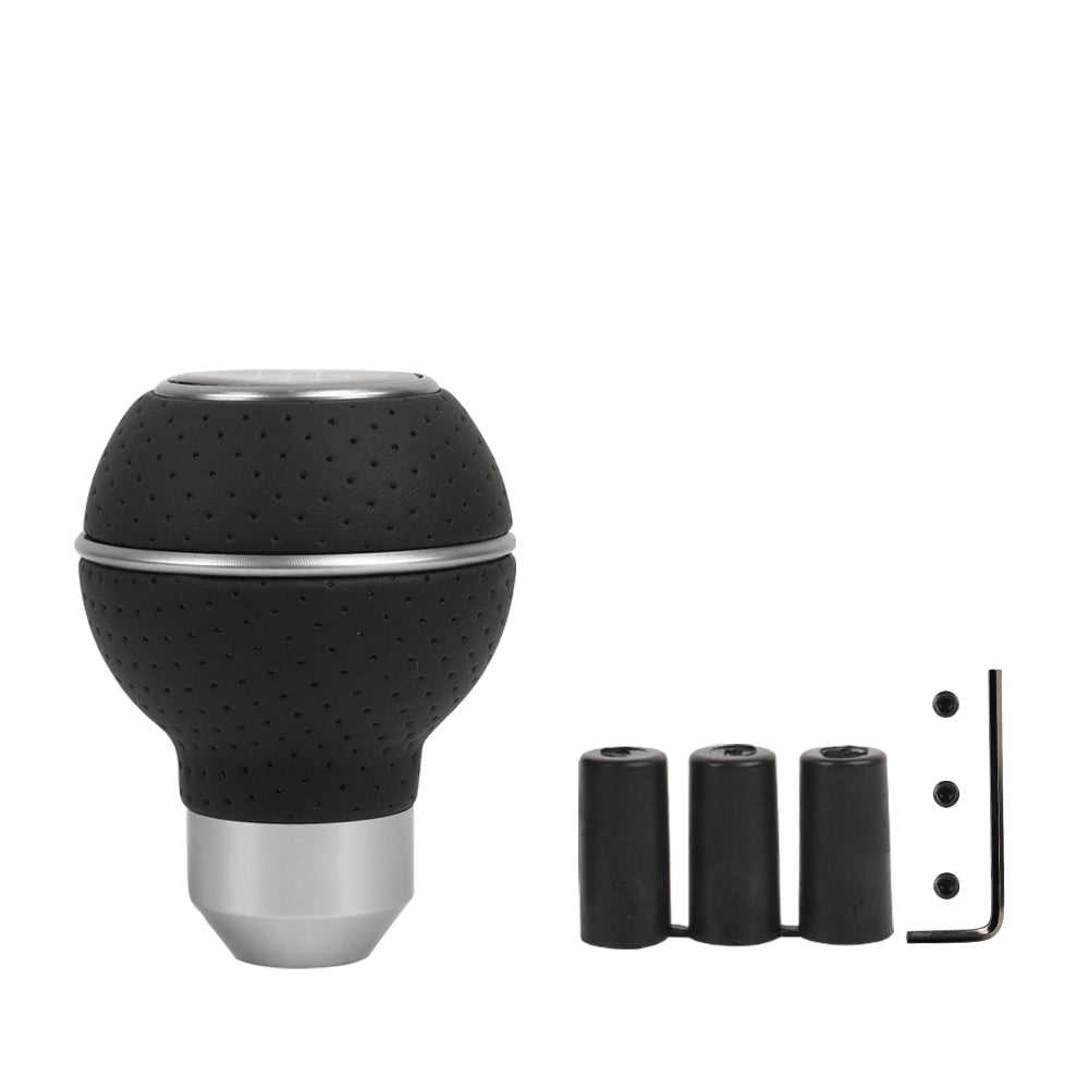 Brand New Universal Leather Ralliart Silver & Black Ball Manual Car Gear Shift Knob MT Manual Shifter M8 M10 M12