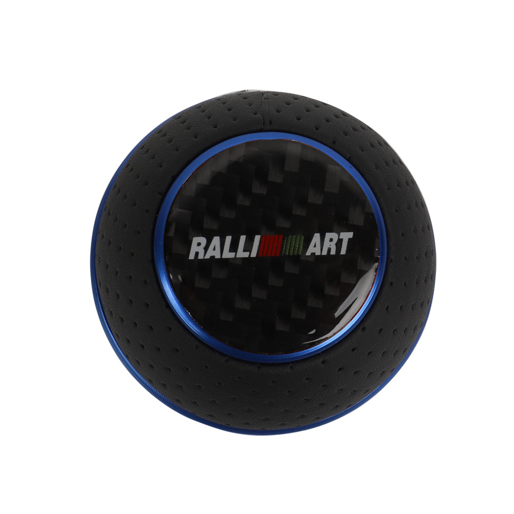 Brand New Universal Leather Ralliart Blue & Black Ball Manual Car Gear Shift Knob MT Manual Shifter M8 M10 M12