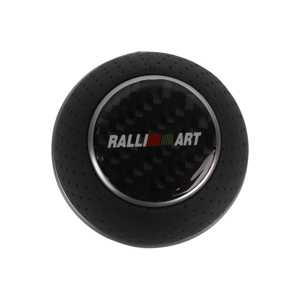 Brand New Universal Leather Ralliart Silver & Black Ball Manual Car Gear Shift Knob MT Manual Shifter M8 M10 M12