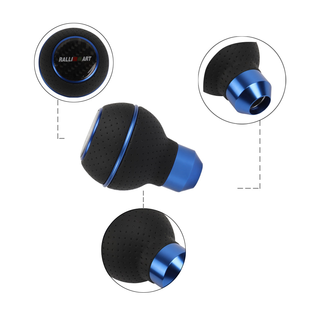 Brand New Universal Leather Ralliart Blue & Black Ball Manual Car Gear Shift Knob MT Manual Shifter M8 M10 M12