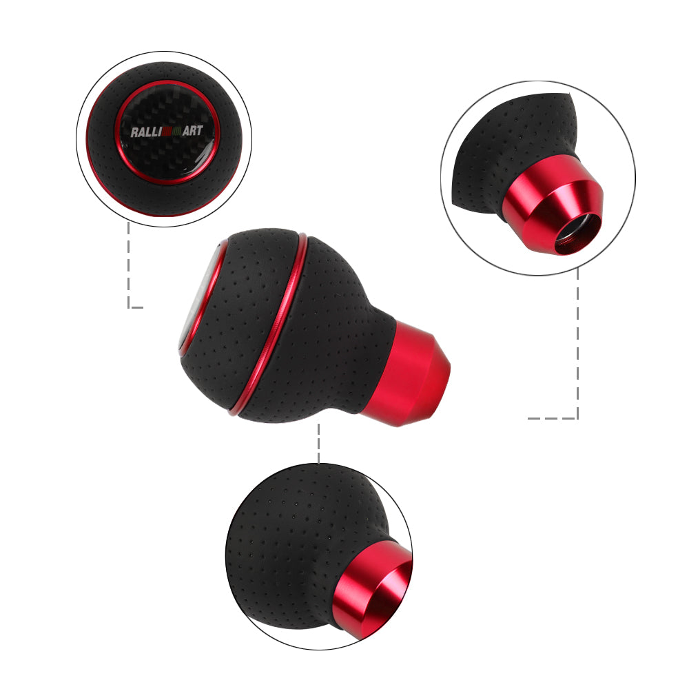 Brand New Universal Leather Ralliart Red & Black Ball Manual Car Gear Shift Knob MT Manual Shifter M8 M10 M12