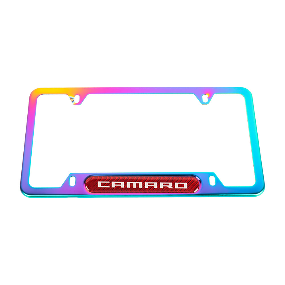 Brand New Universal 1PCS CAMARO Neo Chrome Metal License Plate Frame