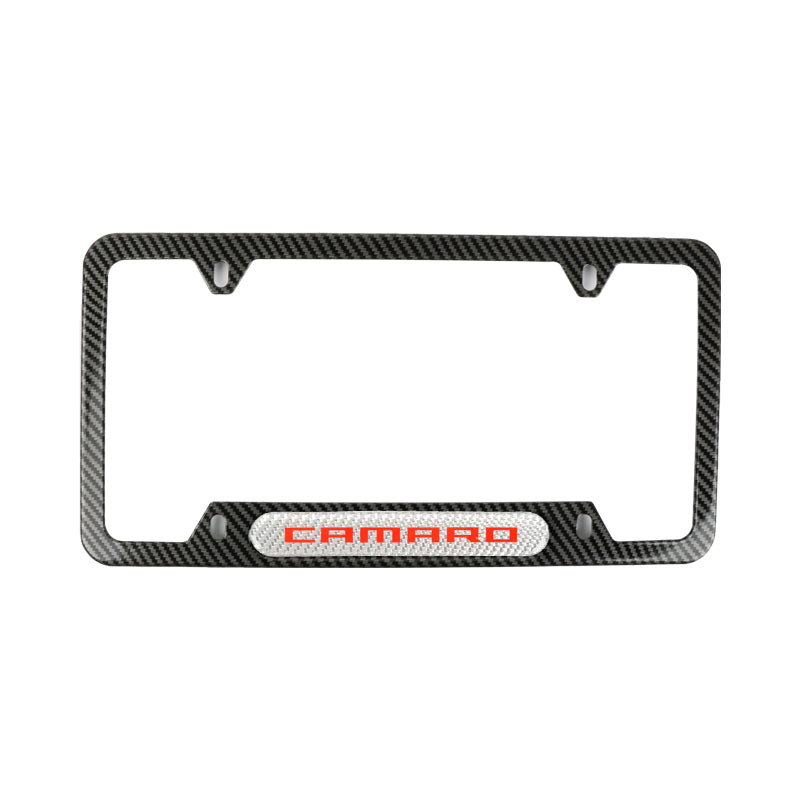 Brand New Universal 1PCS Camaro Carbon Fiber Look Metal License Plate Frame