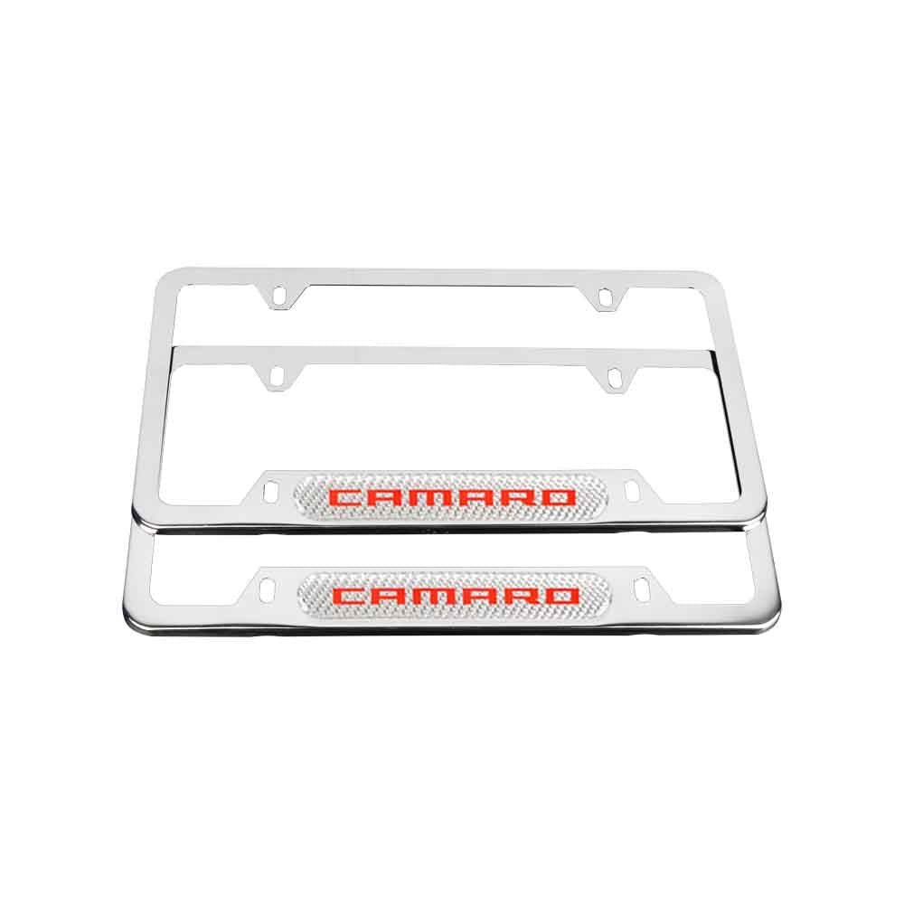 Brand New Universal 2PCS Camaro Chrome Metal License Plate Frame