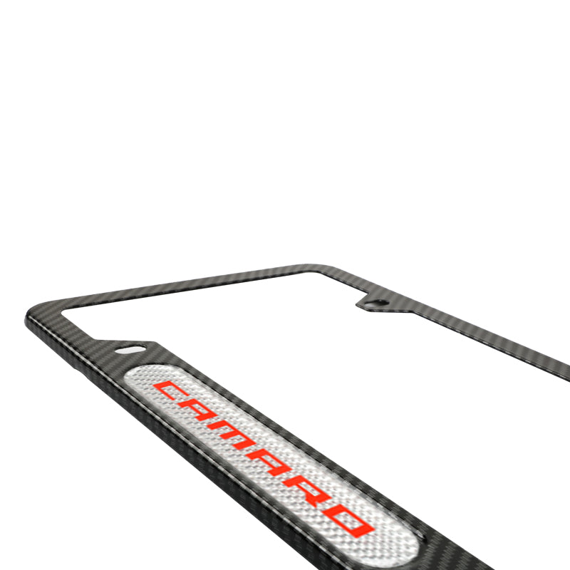 Brand New Universal 1PCS Camaro Carbon Fiber Look Metal License Plate Frame