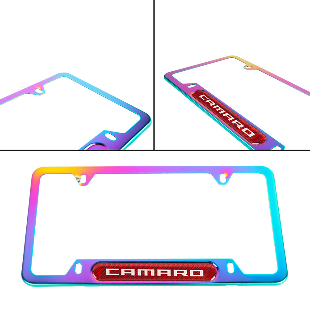 Brand New Universal 1PCS CAMARO Neo Chrome Metal License Plate Frame