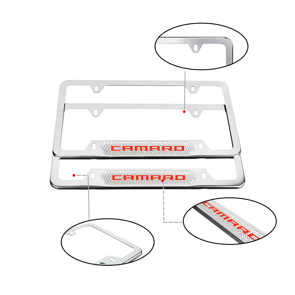 Brand New Universal 2PCS Camaro Chrome Metal License Plate Frame