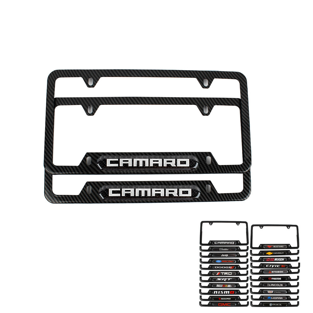 Brand New Universal 1PCS Camaro Carbon Fiber Look Metal License Plate Frame