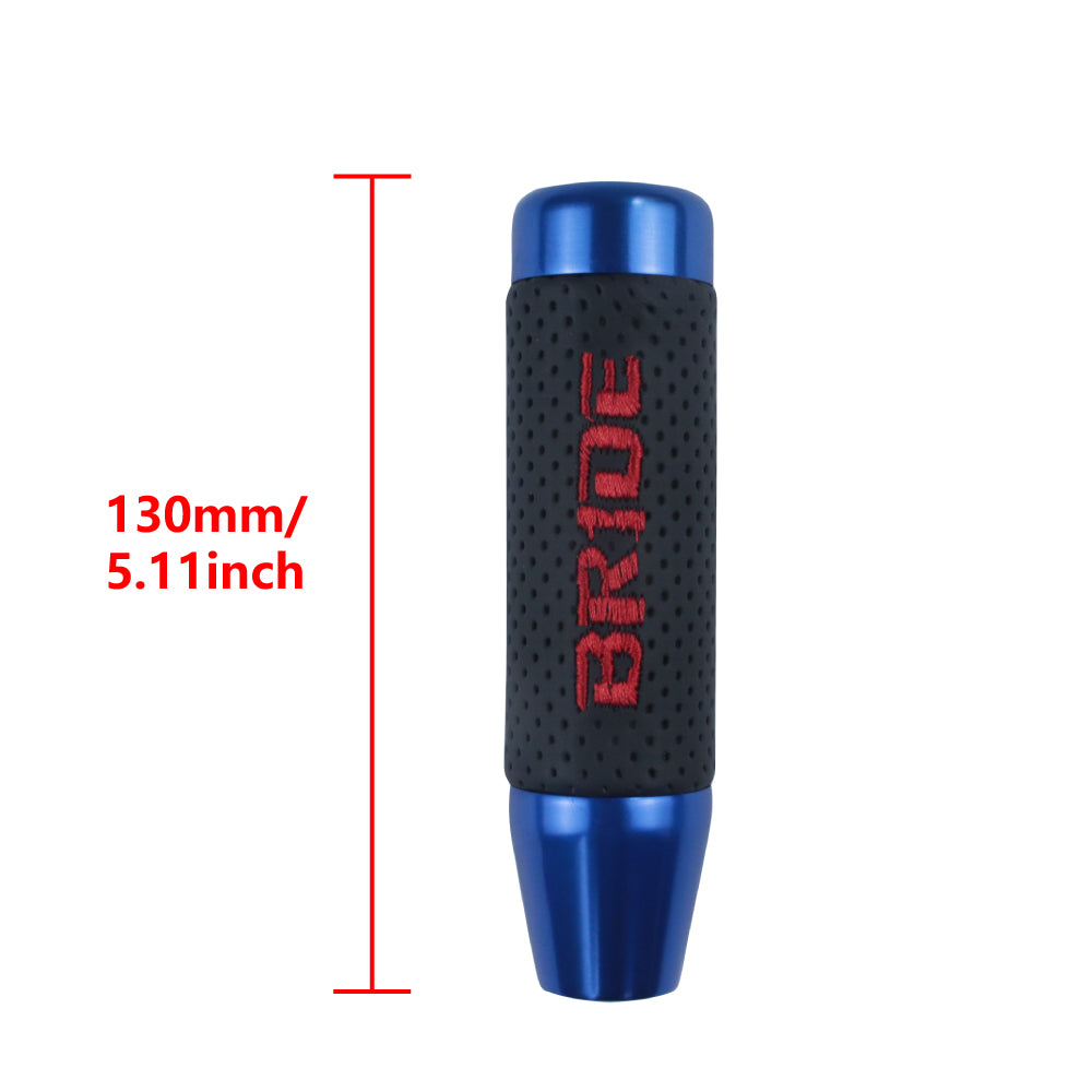 Brand New 13CM Blue Universal Bride Aluminum +Leather Gear Shift Knob Shifter Lever Head M8 M10 M12