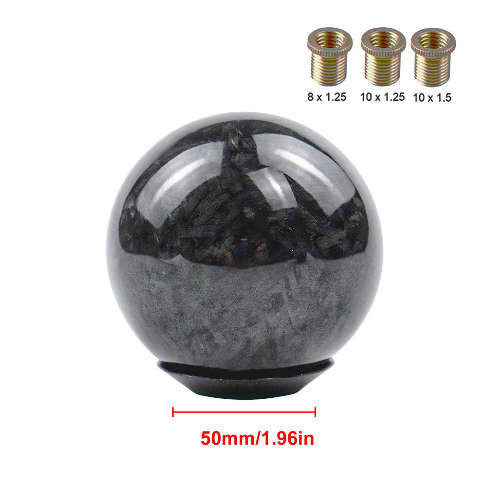 Brand New Universal Forge Real Carbon Fiber Car Gear Shift Knob Round Ball Shape Black M8 M10 M12