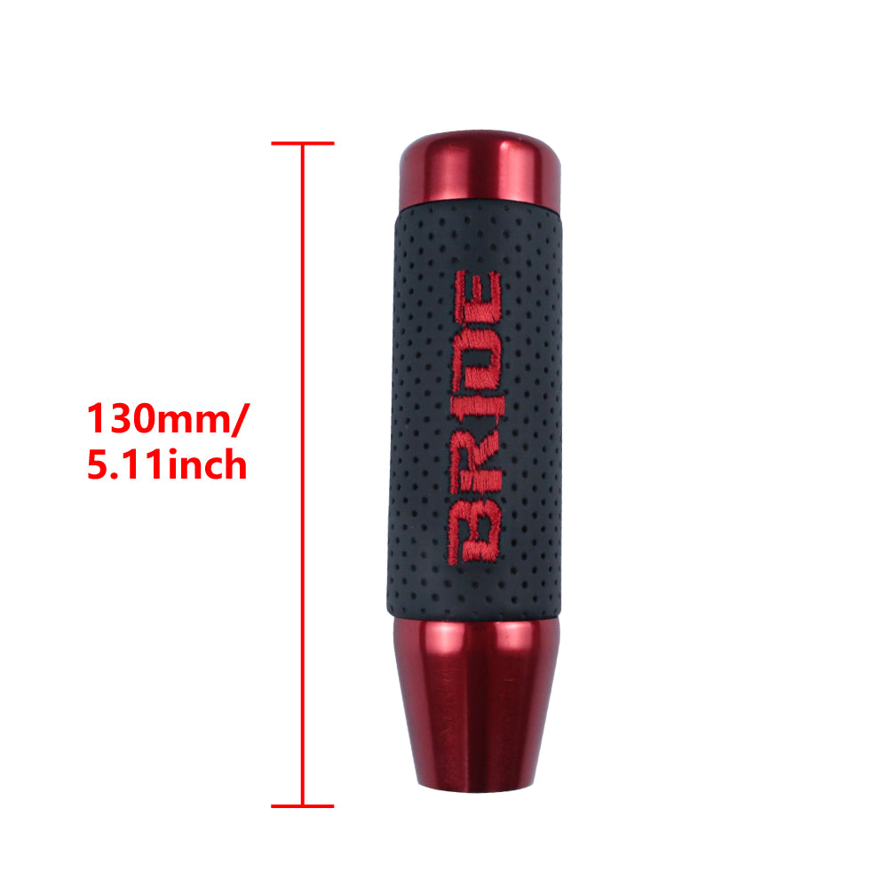 Brand New 13CM Red Universal Bride Aluminum +Leather Gear Shift Knob Shifter Lever Head M8 M10 M12