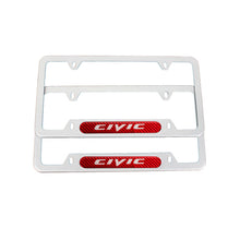 Load image into Gallery viewer, Brand New Universal 2PCS Civic Silver Metal License Plate Frame