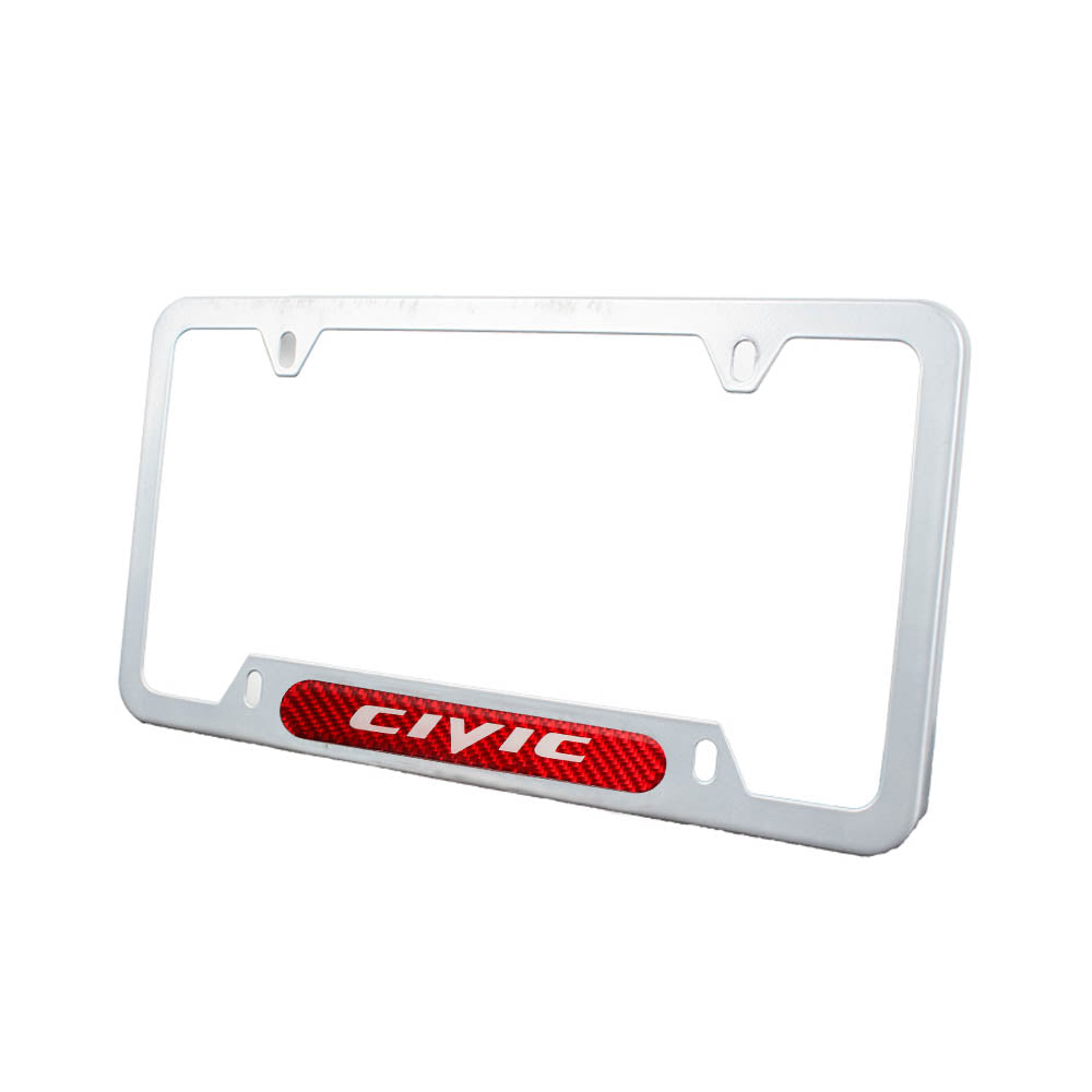 Brand New Universal 2PCS Civic Silver Metal License Plate Frame