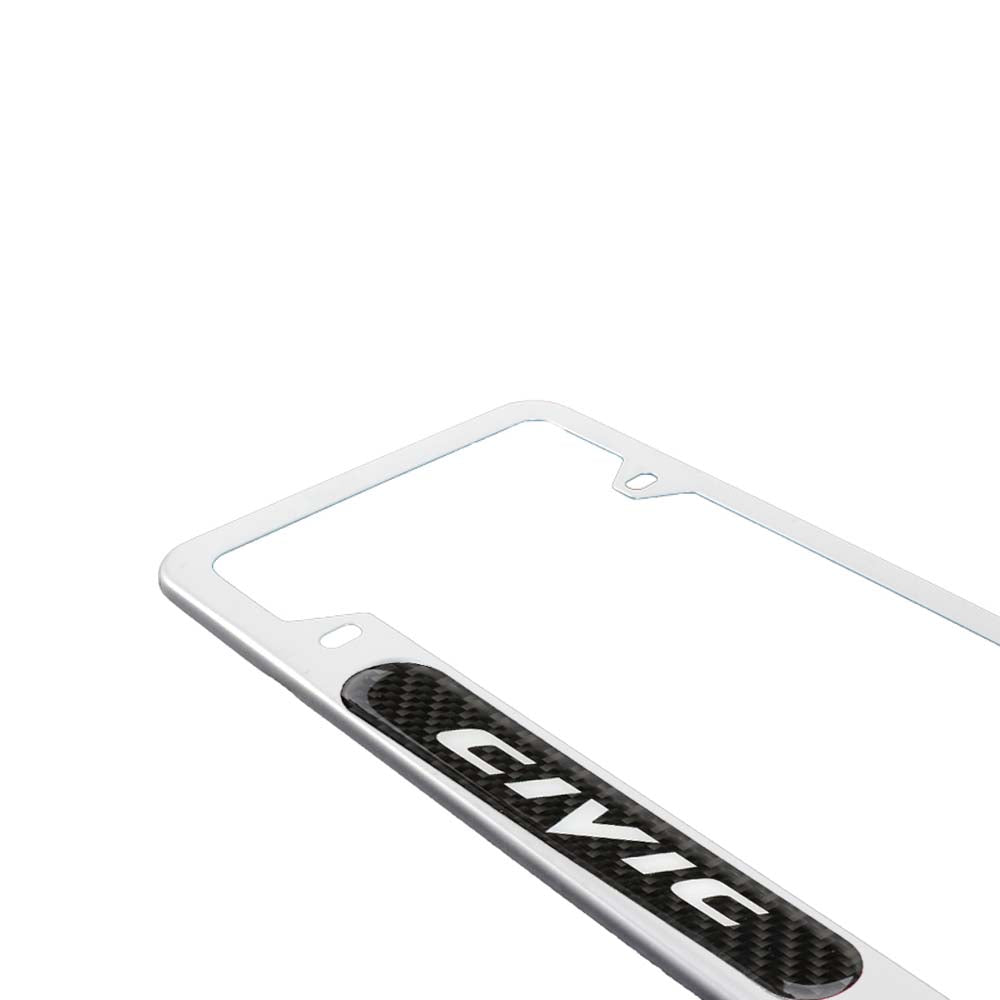 Brand New Universal 1PCS HONDA CIVIC Silver Metal License Plate Frame